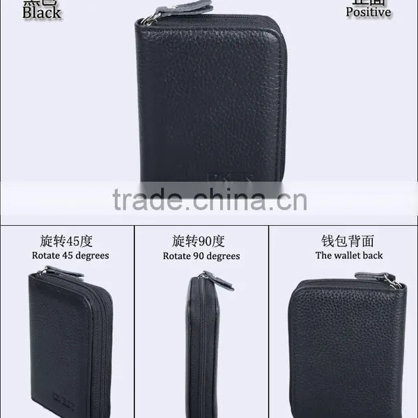 RFID Blocking Genuine Leather Wallet, Credit Card Coin Wallet. Mini Handheld Purse photo-2