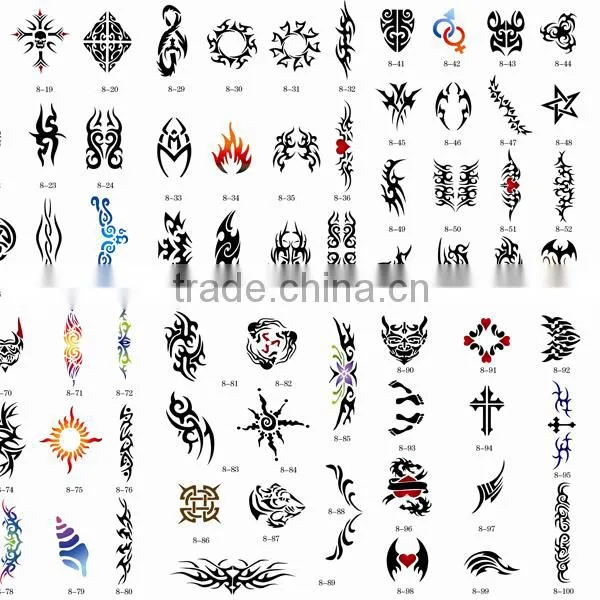 Airbrush Temporary Tattoo Stencil 100 Designs, BOOK 8 photo-2