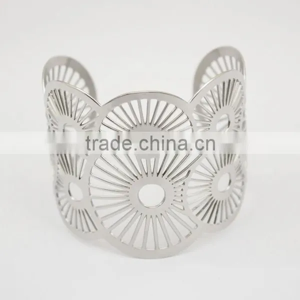 Polished Silver Hollow Geometric Adjustable Bangle Bracelet Stainless Steel Jewelry Quality Choice photo-5