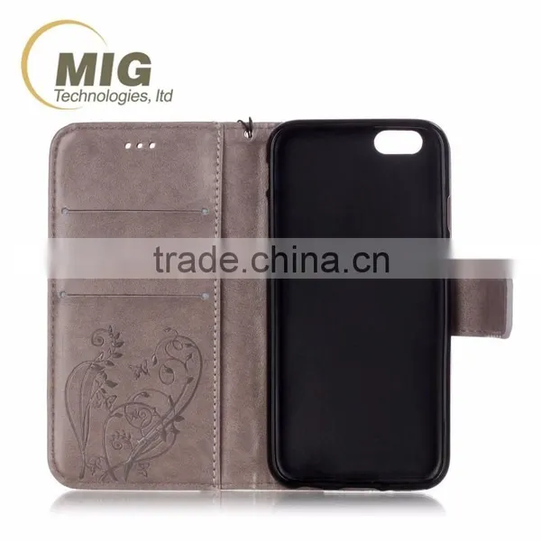 PU Wallet Leather Case With Strap, Leather Stand Case With Inside TPU Cover Sample Free Mobile Phone Case for Iphone 6 photo-3