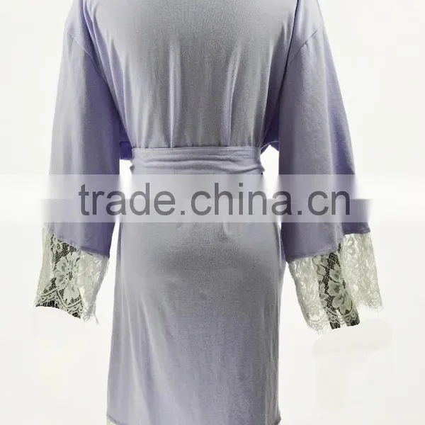 100% Cotton Lace Women Bath Robe photo-2