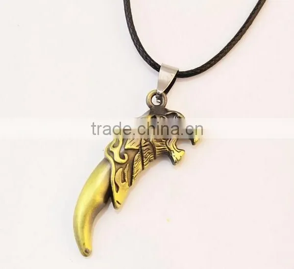 Popular Personality Stainless Steel Bronze Wolf Tooth Pendants Necklace photo-6