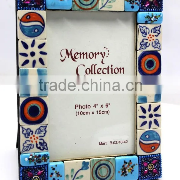 Hand Worked Ceramic / Glass / Glitter Tiles Ftd. Murano Inspired Designer Photo Frame - Photo 4" x 6" ( 10 x 15 Cm.)