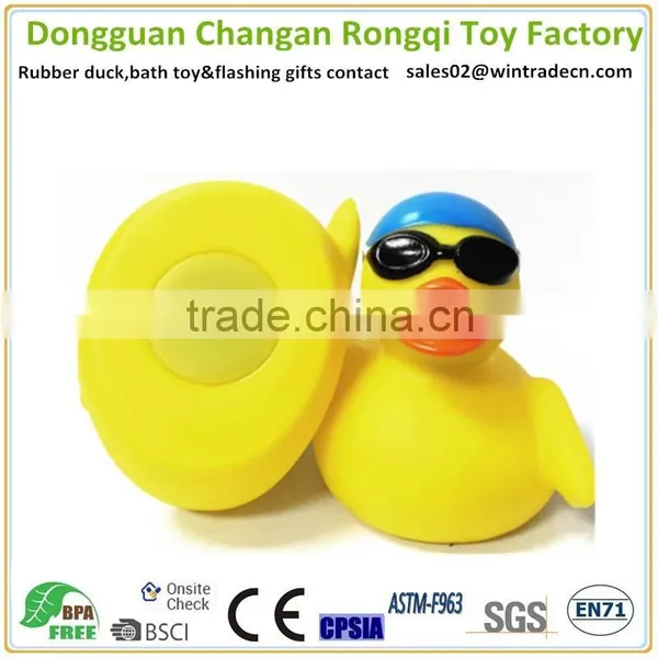 Weighted Toy Rubber Sunglass Duck Race With Swimming Cap