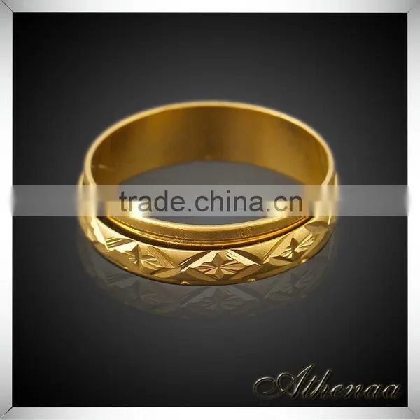 18k Gold Plated Fashion Simple Round Designs Copper Engagement Ring photo-2