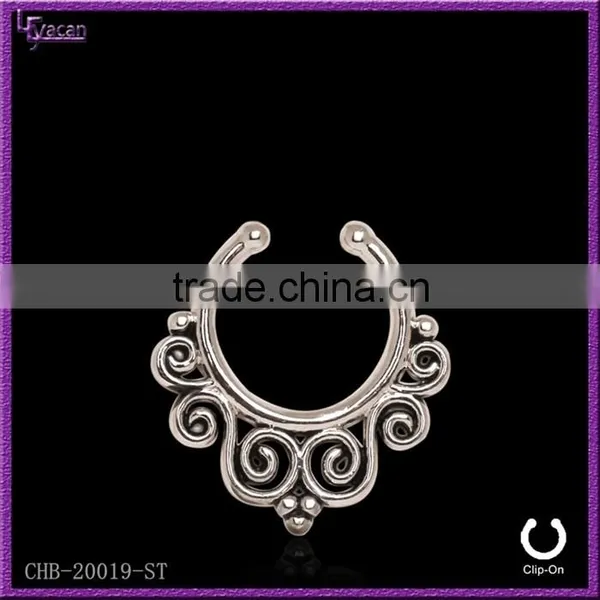 Tribal Swirls Flower Indian Fake Nose Ring photo-4