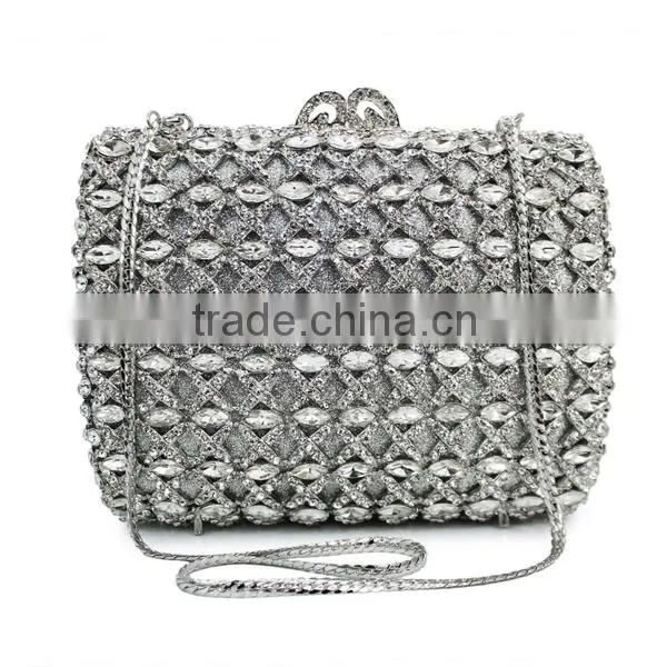 Silver Clutch Evening Bag Bridal Wedding Handbags Fancy Ladies Purse (88164A-S) photo-3