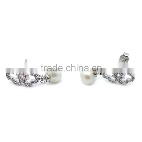 Wholesale Fashion Jewelry 925 Sterling Silver Pearl Drop Earring Ear Studs photo-2