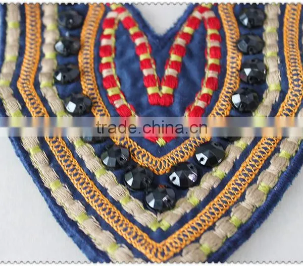 Customized Embroidery Ladies Garment Collar, Black Acrylic Beaded Necklace, Colourful Embroidery Collar for Garment photo-3