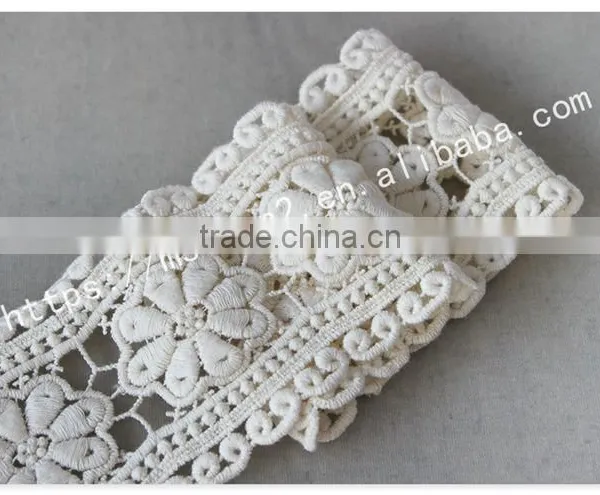 Newest Design 8cm Width Flowers Embroidery Cotton Lace Trim Wholesale photo-5