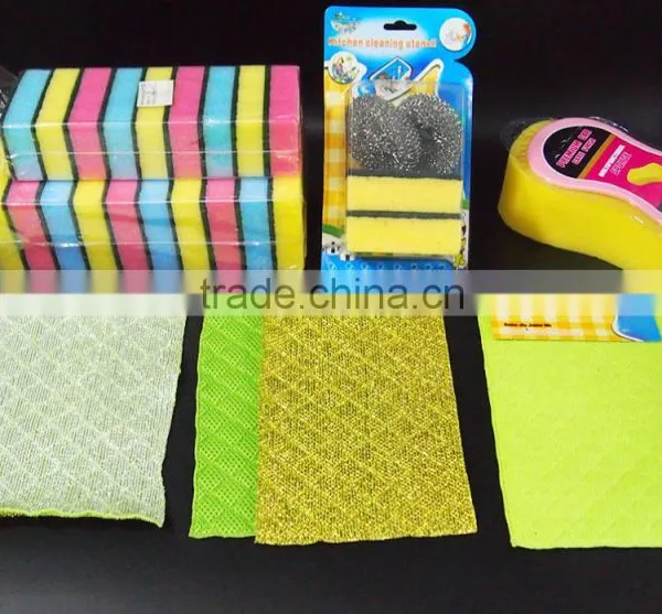 Set Of 3Pcs Color Combination Scouring Pad Kitchen Sponge With Hole photo-4