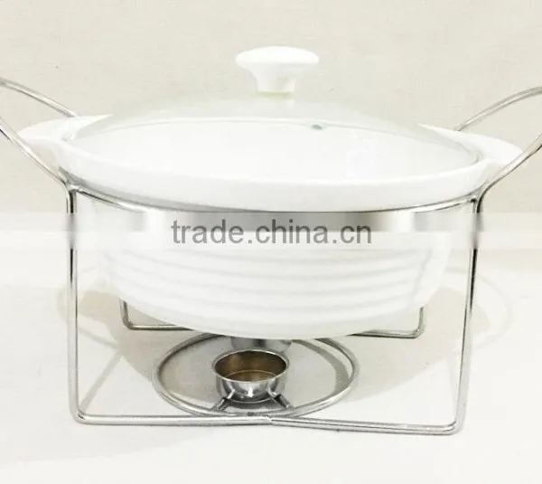 CERAMIC REFRACTORY WITH TEMPERED GLASS LID AND METAL STAND