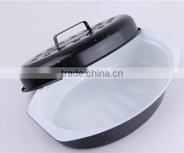 SGS Certification Ceramic Chicken Oval Pan Roaster With Rack photo-3