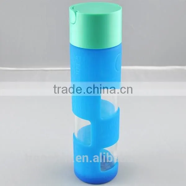 Light Blue Glass Water Bottle Silicone Protective Cover photo-6
