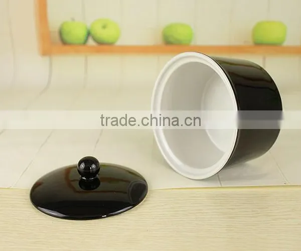 Factory Wholesale New Ideas Novelty Black Ceramic Casserole Stew Pot With Lid photo-4