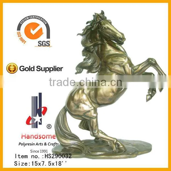 12.5 Inch Resin Craft Animal Figurine Antique Brass Horse Statue photo-3