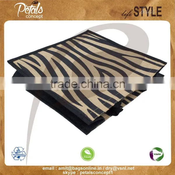 PP Laminated Jute Tote Bag With Padded Rope Handle & With One Color Two Side Zebra Texture Print photo-5