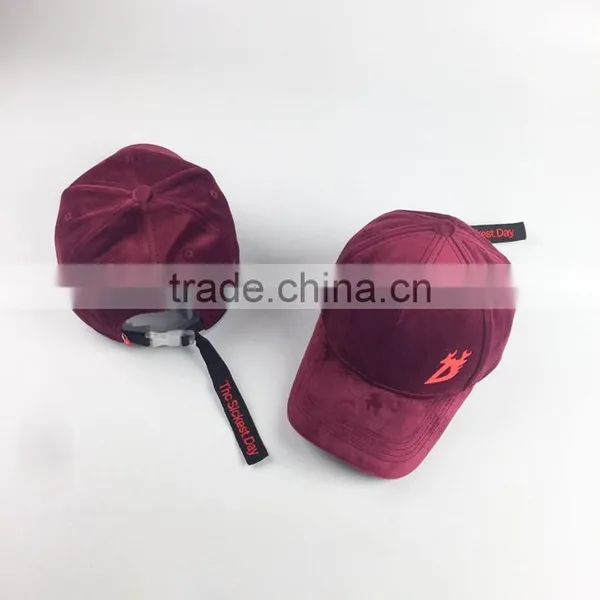 Flat Embroidery Baseball Cap Velvet Fabric Dad Hat photo-4