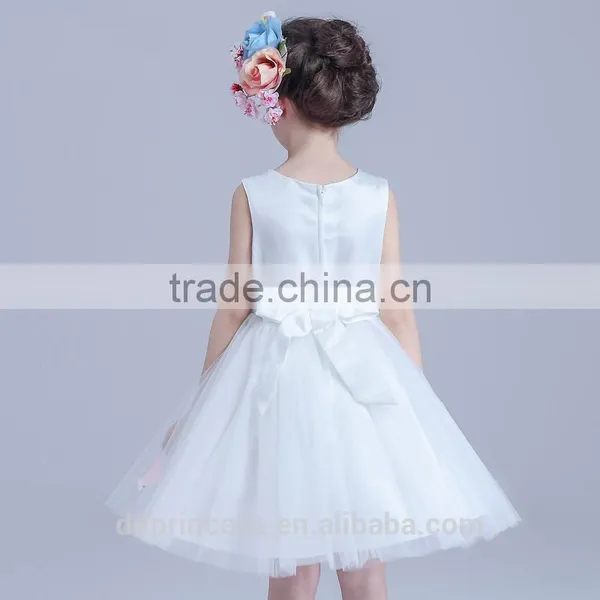 2017 Beads Kids Clothing Models Big Flowers White Lovely Kids Gown Dress photo-5