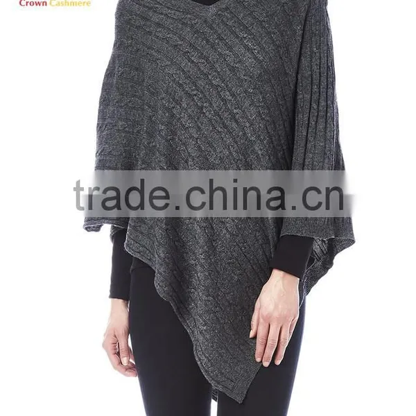 Classic Black Cashmere Poncho Wrap Poncho Knitted photo-3