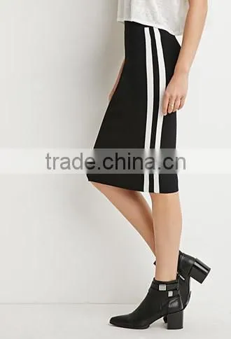 Ms 100% Cotton Stripe Pencil Bust Skirt in Baseball photo-3