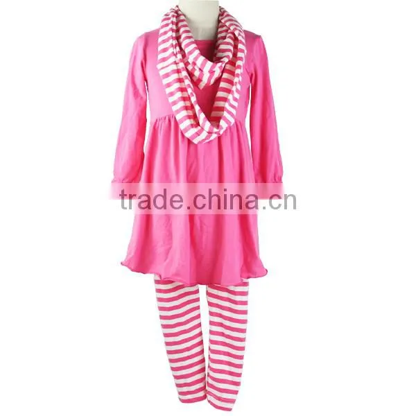 Hot Selling Christmas Boutique Clothing Baby Kids Casual Wear Dress & Pants With Scarf Girl Clothing 7 Years photo-4