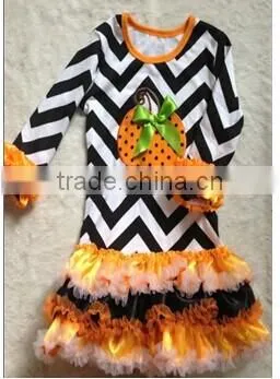 2014 New Girls Halloween Dress Pumpkin Dress Chevron Dress photo-2