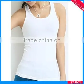 Womens Plain White Cotton Loose Vest Tops