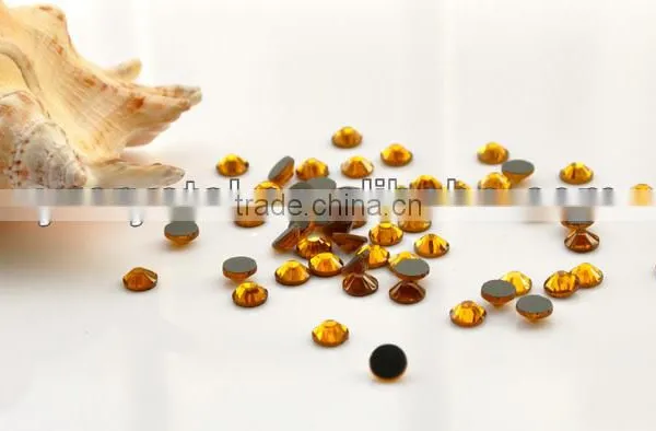Crystal Shiny Round Flat Back Hot Fix Rhinestones in Topaz for Garment Accessories photo-2