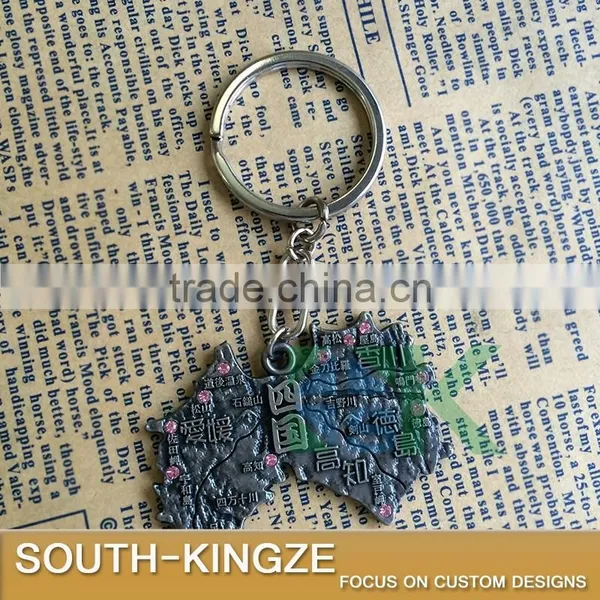 Unique Design Japan Four Islands Map Bronze Color Keychain photo-2