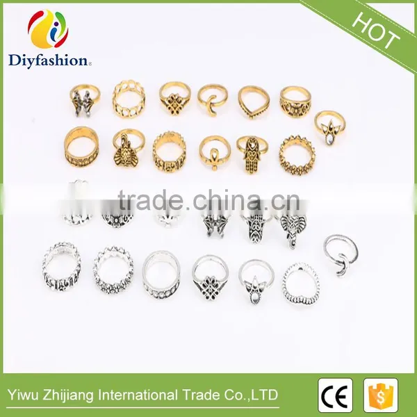 13pcs/Set Boho Vintage Punk Gold Silver Stone Midi Finger Rings For Women Bohemian Ring Set Jewelry photo-4