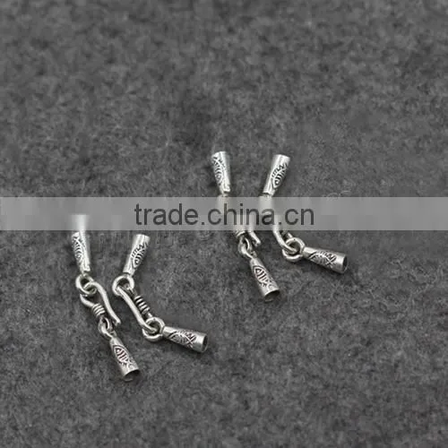 New New Design Thailand Sterling Silver Hook and Eye Clasp Cord Tip With Big Hole photo-3