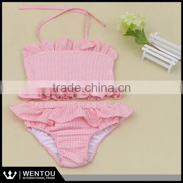 Wholesale Cute Boutique Monogrammed Seersucker Toddler Swimsuits
