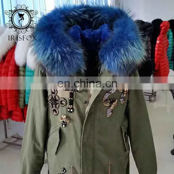 High-end Italy Style Super Big Fur Hood Military Long Fur Parka Jacket photo-2