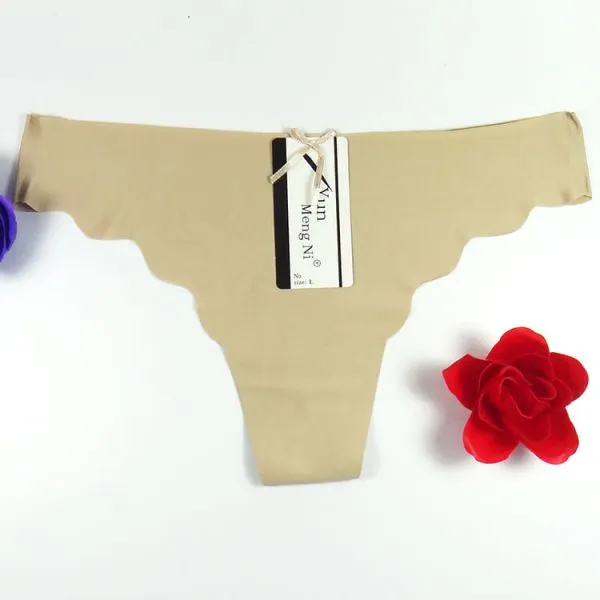 Yun Meng Ni Sexy Underwear Ice Silk Seamless Ladies Panties Plain Colors Women Thongs photo-4