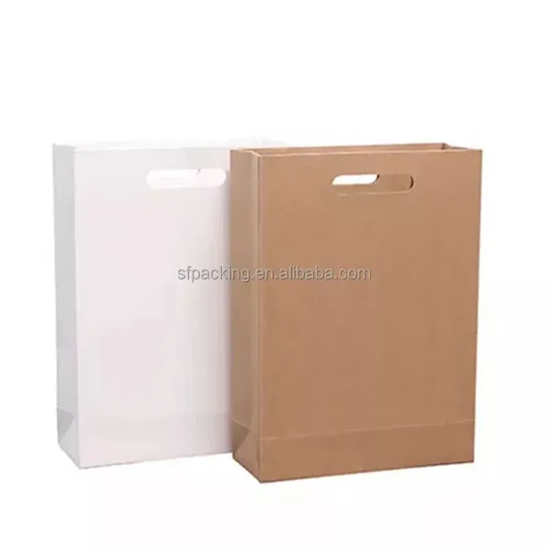White Crafts Paper Shopping Bags With Logo Print photo-3