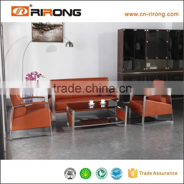 Luxury Furniture Brown Leather Reception Sofa CEO Office Sofa RR-8073 photo-4
