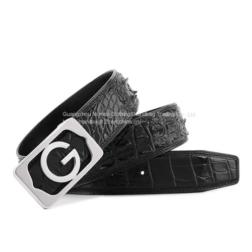 Crocodile Leather Belt Men's Genuine Leather Business Casual Thailand High-End Pants Belt G Letter Without Stitching Belt photo-3