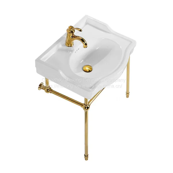 Bathroom 24 Inches Stainless Steel Console Sink With White Rectangle Vitreous China Ceramic Washbasin