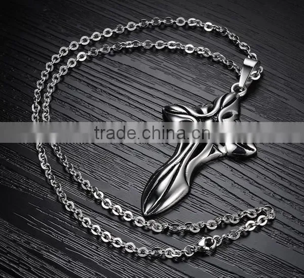 2016 Hotselling Design Gothic Wind The Cross of Carve Patterns Rock and Roll Style Titanium Steel Necklace photo-5