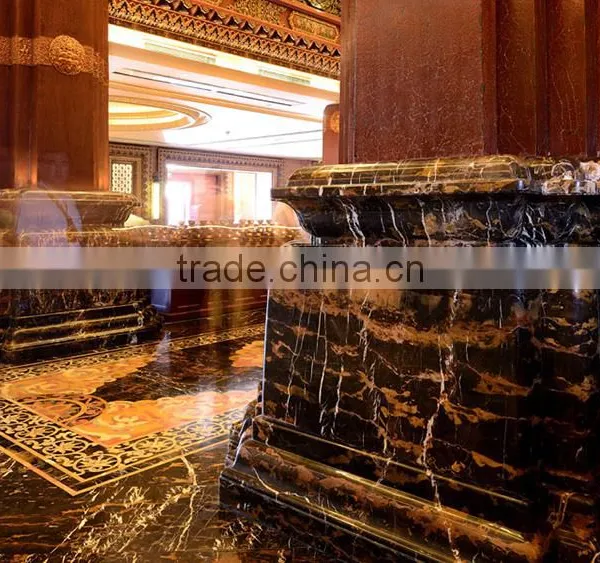 Good Price Natural Polished Black Gold Marble Tiles photo-2
