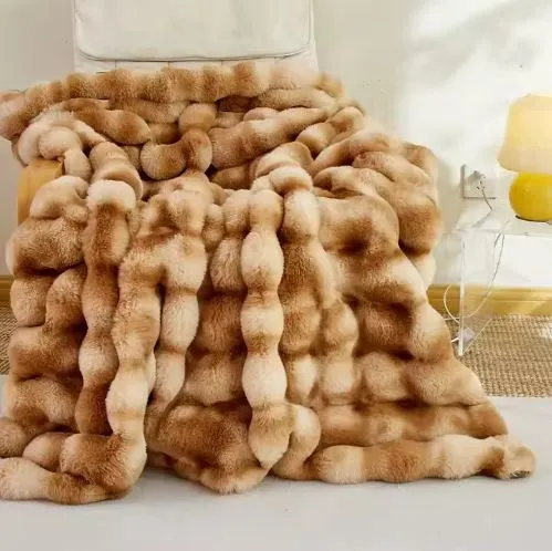 Faux Rabbit Fur Mink Various Good Quality Double Weighted Safety and Environmental Protection Skin-Friendly Softness Blanket photo-4