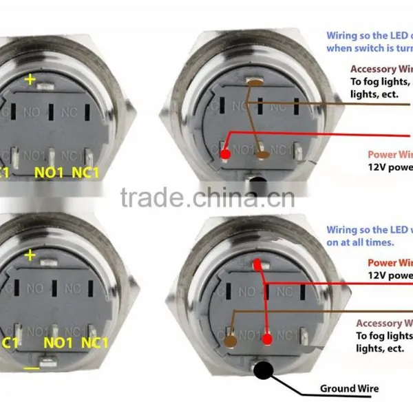 12v Latching Metal Pushbutton Switch Waterproof Ip65 photo-2