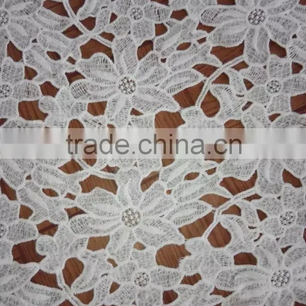 2016 Embroidery Lace Milk Silk Fabric Polyester Lace Fabric for Making Dress photo-3