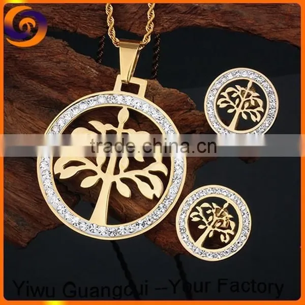 Stainless Steel Round Tree Bride Jewelry Set Quality Choice