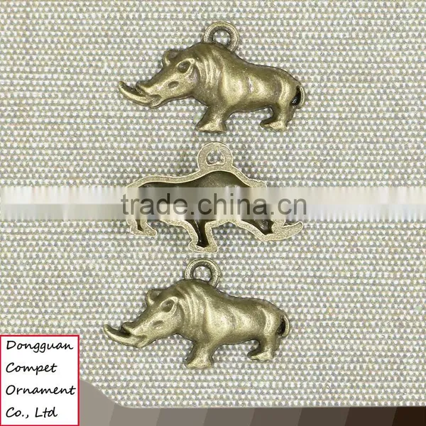 Wholesale Euramerican Style Zinc Alloy Jewelry Diy Wildlife Rhino Pendant photo-2