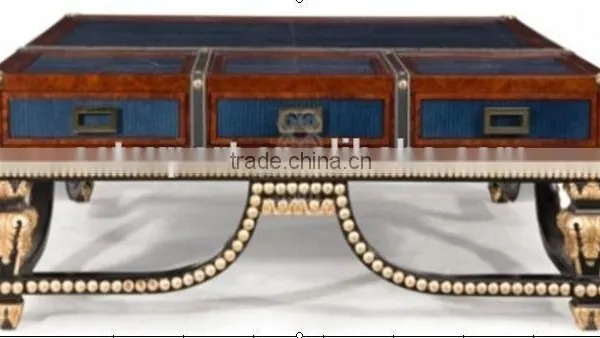 Neoclassic Living Furniture Set Wood Frame Fabric Sofa Gold Length Mirror photo-3