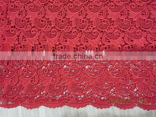 2015 Latest Red African Lace Fabric for Wedding Dress photo-5