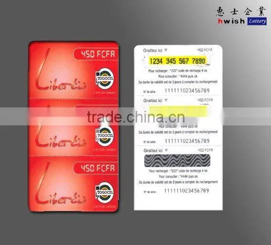 Prepaid Scratch off Card