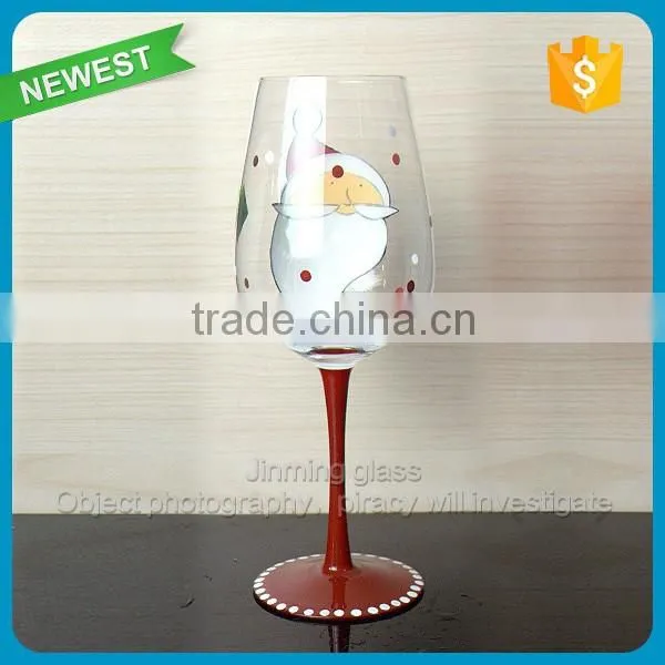 Handpainted Drinking Glass Goblet Cup Red Wine Drinking Glass Cup Long Stem Goblet Glass photo-3